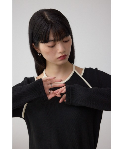 AZUL by moussy（アズールバイマウジー）の「ホルターレイヤードトップス（Tシャツ/カットソー・レディース・アイボリー/ブラック/ブラウン・FREE）」の17枚目の写真