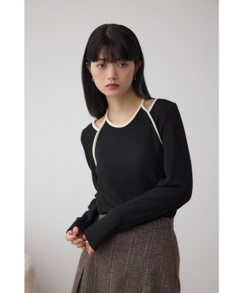 AZUL by moussy（アズールバイマウジー）の「ホルターレイヤードトップス（Tシャツ/カットソー・レディース・アイボリー/ブラック/ブラウン・FREE）」の18枚目の写真