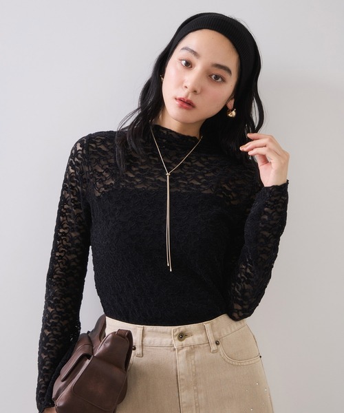 VIS（ビス）の「レースプチハイネックインナープルオーバー（Tシャツ/カットソー・レディース・オフホワイト/ブラック/サックスブルー・FREE）」の11枚目の写真