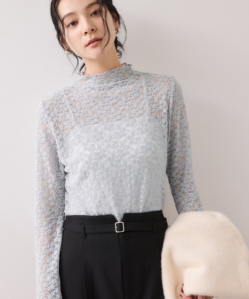 VIS（ビス）の「レースプチハイネックインナープルオーバー（Tシャツ/カットソー・レディース・オフホワイト/ブラック/サックスブルー・FREE）」の18枚目の写真