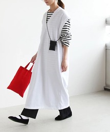ペンネ天竺 Vネックワイドワンピース