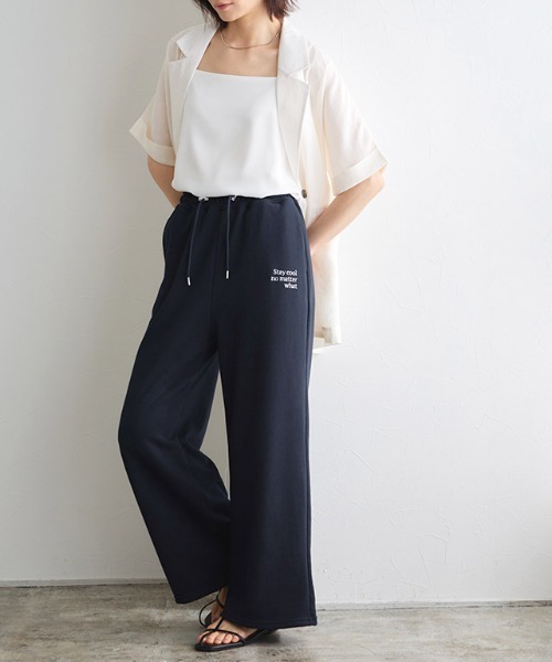 Pierrot（ピエロ）の「刺繍スウェットパンツ（スウェットパンツ・レディース・オートミール/チャコール/ネイビー・TM/L/M/PM）」の6枚目の写真