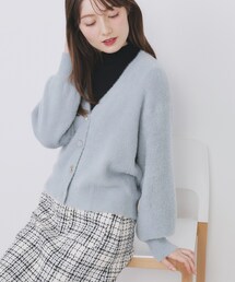 index | ラメフェザーヤーンVネックカーディガン【洗濯機OK】(カーディガン/ボレロ)