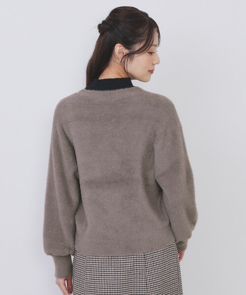 ラメフェザーヤーンVネックカーディガン【洗濯機OK】（カーディガン