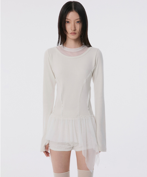 FLAREUP(フレアアップ)の「Layered Lace Frill Long Sleeve (FL-137_Cream)(Tシャツ/カットソー・レディース・Cream・OS)」の11枚目の写真