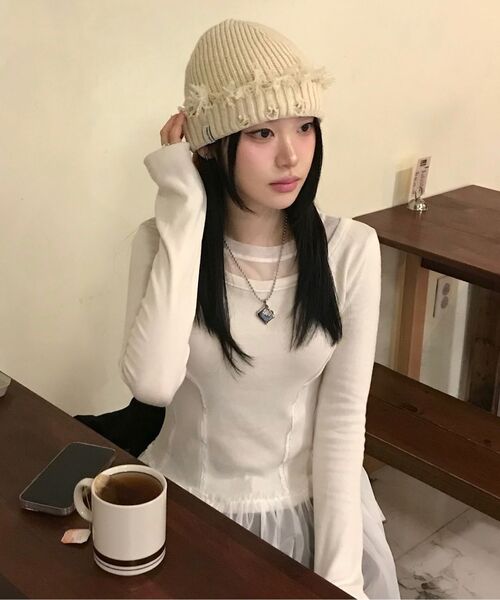 FLAREUP(フレアアップ)の「Layered Lace Frill Long Sleeve (FL-137_Cream)(Tシャツ/カットソー・レディース・Cream・OS)」の16枚目の写真