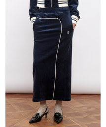 Velour Long Skirt Navy