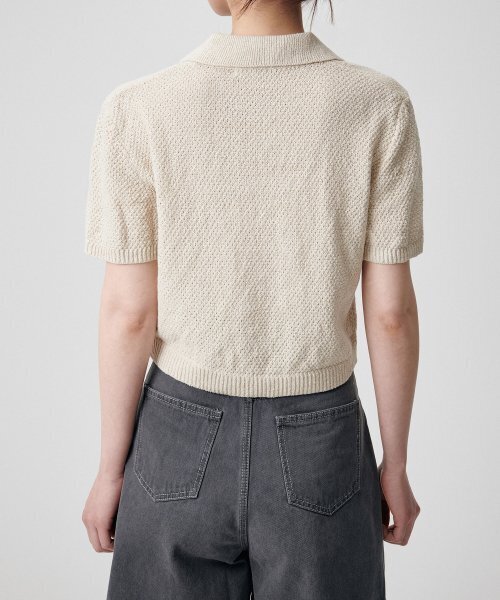MUSINSA STANDARD WOMAN（ムシンサスタンダードウーマン）の「ウィメンズリネンブレンドテクスチャーニットポロシャツ[ライトベージュ]（ニット/セーター・レディース・その他・SMALL/MEDIUM/LARGE/X-SMALL）」の2枚目の写真