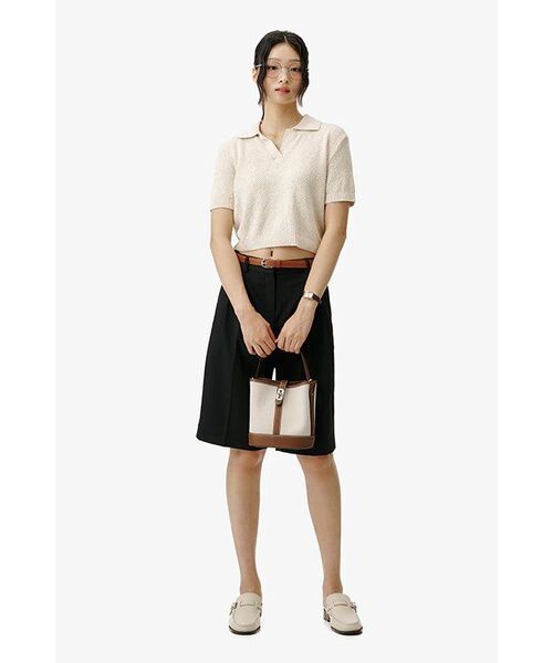 MUSINSA STANDARD WOMAN（ムシンサスタンダードウーマン）の「ウィメンズリネンブレンドテクスチャーニットポロシャツ[ライトベージュ]（ニット/セーター・レディース・その他・SMALL/MEDIUM/LARGE/X-SMALL）」の7枚目の写真