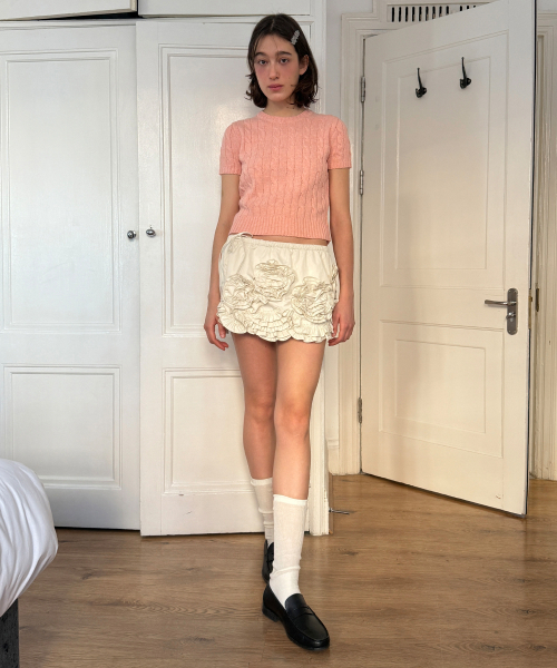 SINOON（シヌーン）の「Sinoon Logo Twisted Knit (Apricot)（ニット/セーター・レディース・ピンク系その他・FREE）」の2枚目の写真