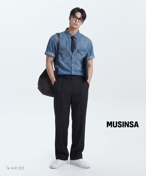 MUSINSA STANDARD（ムシンサスタンダード）の「[クールタンダード] リアルワイドヒドゥンバンディングスラックス [ブラック]（スラックス・メンズ・その他・26/27/28/29/30/31/32/34/36/33/38/40/42）」の8枚目の写真