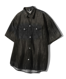 TRILLION（トリリオン）の「レインスラブウォッシングオーバーサイズフィットデニム半袖シャツ（ブラック）（シャツ/ブラウス）」