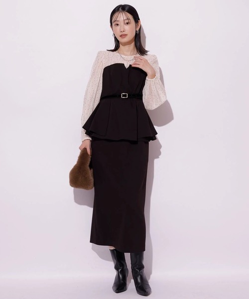 Mystrada（マイストラーダ）の「ペプラムコンビワンピース（ワンピース・レディース・ドット・36/38）」の2枚目の写真