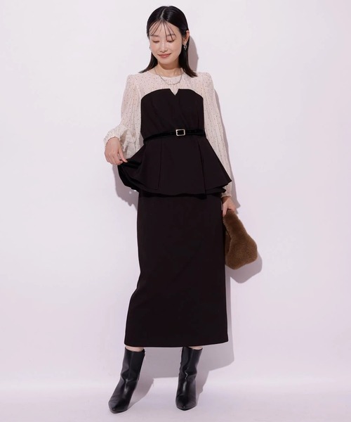 Mystrada（マイストラーダ）の「ペプラムコンビワンピース（ワンピース・レディース・ドット・36/38）」の3枚目の写真