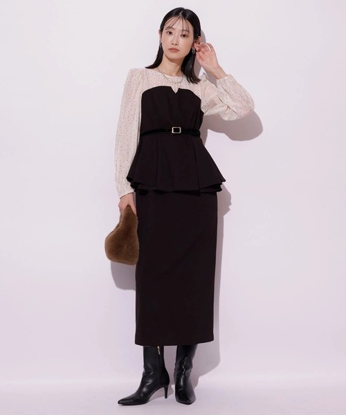 Mystrada（マイストラーダ）の「ペプラムコンビワンピース（ワンピース・レディース・ドット・36/38）」の5枚目の写真