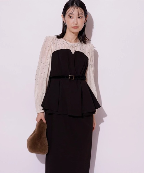 Mystrada（マイストラーダ）の「ペプラムコンビワンピース（ワンピース・レディース・ドット・36/38）」の7枚目の写真