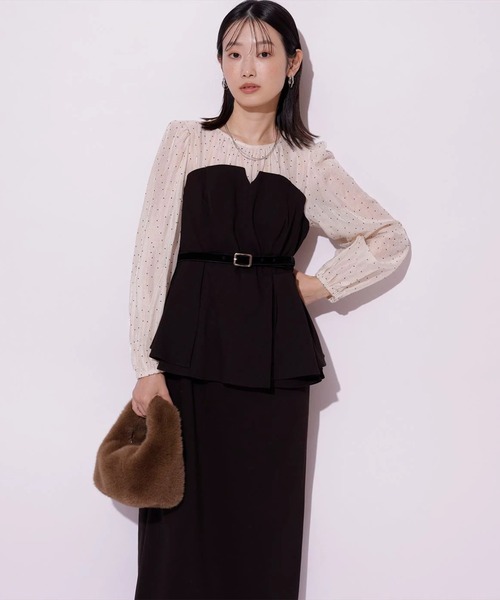 Mystrada（マイストラーダ）の「ペプラムコンビワンピース（ワンピース・レディース・ドット・36/38）」の8枚目の写真