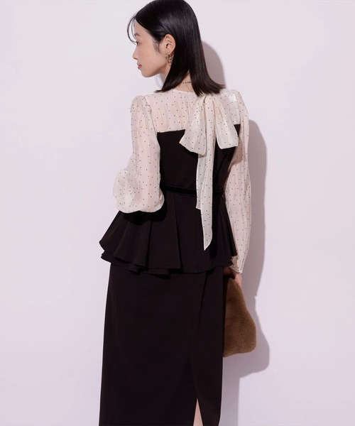 Mystrada（マイストラーダ）の「ペプラムコンビワンピース（ワンピース・レディース・ドット・36/38）」の9枚目の写真