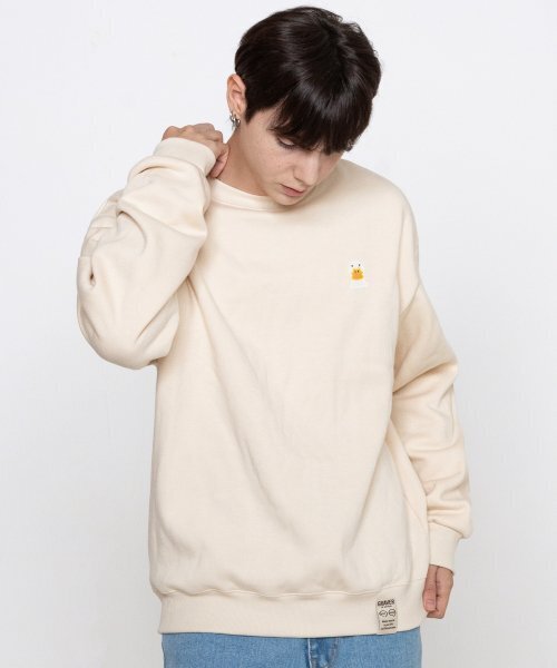 GRAVER（グレーバー）の「[UNISEX]ダックフェイス刺繍スマイルマンツーマン_クリーム（スウェット・レディース・アイボリー・LARGE/MEDIUM/SMALL/X-LARGE）」の2枚目の写真