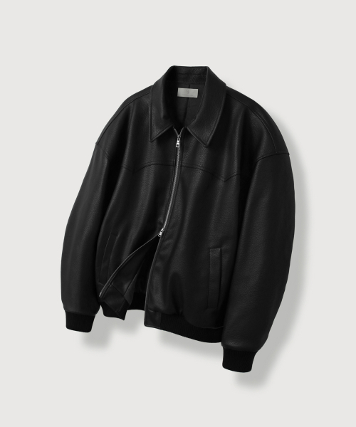MOOD INSIDE(ムードインサイド)の「Western Hard Embossed Leather Blouson_Black(ライダースジャケット・メンズ・ブラック・MEDIUM)」の1枚目の写真