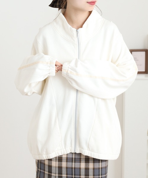 Arinomama(アリノママ)の「Arinomama 裏起毛 サイドラインブルゾン(ブルゾン・レディース・ブラック系/グレイッシュベージュ/アイボリー/ボルドー・FREE)」の13枚目の写真