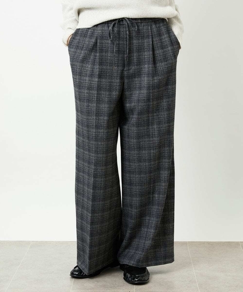 MICHEL KLEIN(ミッシェル・クラン)の「2WAYストレッチチェックワイドパンツ(その他パンツ・レディース・ライトグレー/ブラック・38)」の7枚目の写真