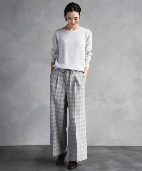 MICHEL KLEIN(ミッシェル・クラン)の「2WAYストレッチチェックワイドパンツ(その他パンツ・レディース・ライトグレー/ブラック・38)」の21枚目の写真