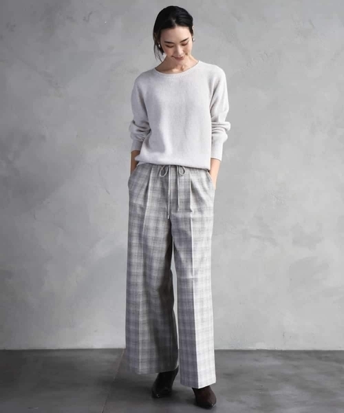 MICHEL KLEIN(ミッシェル・クラン)の「2WAYストレッチチェックワイドパンツ(その他パンツ・レディース・ライトグレー/ブラック・38)」の22枚目の写真