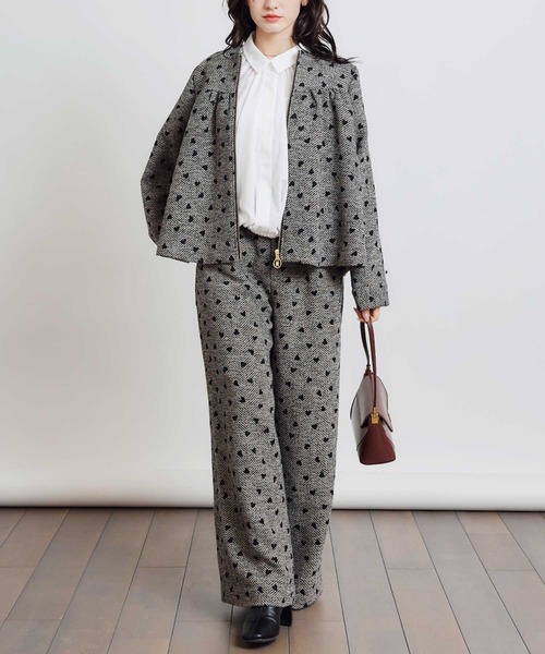 PICCIN（ピッチン）の「【セットアップ可能】フロッキーハートヘリンボーンパンツ（その他パンツ・レディース・モカ/ベージュ・M）」の9枚目の写真