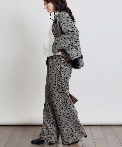 PICCIN（ピッチン）の「【セットアップ可能】フロッキーハートヘリンボーンパンツ（その他パンツ・レディース・モカ/ベージュ・M）」の10枚目の写真