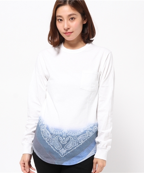 OUTLET(アウトレット)の「【Ciaopanic】レイヤード用転写プリントロング(Tシャツ/カットソー・レディース・その他1/レッド/ブルー・FREE)」の3枚目の写真