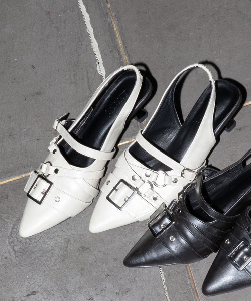 3.3 Field Trip （3.3フィールドトリップ）の「3.3 Field Trip／ベルトデザインミュール（パンプス・レディース・オフホワイト/ブラック/カモフラージュ/グレー系カモフラージュ/その他2・MEDIUM/LARGE）」の2枚目の写真