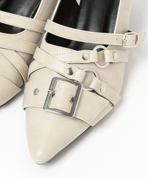 3.3 Field Trip （3.3フィールドトリップ）の「3.3 Field Trip／ベルトデザインミュール（パンプス・レディース・オフホワイト/ブラック/カモフラージュ/グレー系カモフラージュ/その他2・MEDIUM/LARGE）」の8枚目の写真