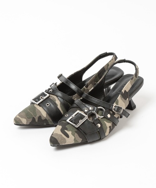 3.3 Field Trip （3.3フィールドトリップ）の「3.3 Field Trip／ベルトデザインミュール（パンプス・レディース・オフホワイト/ブラック/カモフラージュ/グレー系カモフラージュ/その他2・MEDIUM/LARGE）」の18枚目の写真