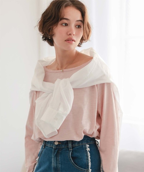 titivate(ティティベイト)の「シアーカラーシャツ(シャツ/ブラウス・レディース・ベージュ/ブルー/ライトグリーン/ホワイト/ピンク・S/L/M)」の21枚目の写真