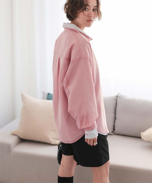 titivate(ティティベイト)の「シアーカラーシャツ(シャツ/ブラウス・レディース・ベージュ/ブルー/ライトグリーン/ホワイト/ピンク・S/L/M)」の8枚目の写真