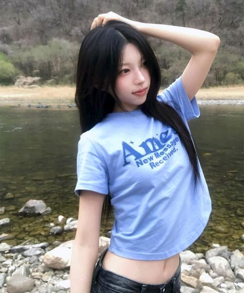 AMESWORLDWIDE(アメスワールドワイド)の「ROUND HEM CROP TEE BLUE(Tシャツ/カットソー・レディース・その他・FREE)」の19枚目の写真