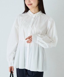 2WAYネック デザインタックシャツ│一枚で決まる/こなれ感/きれい見え/大人カジュアル/デザインシャツ/タックブラウス