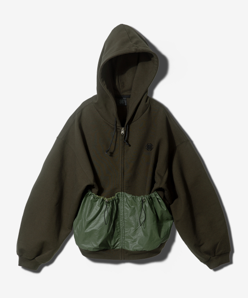 POCKET HOODED ZIPUP — худи с карманом и молнией (хаки)