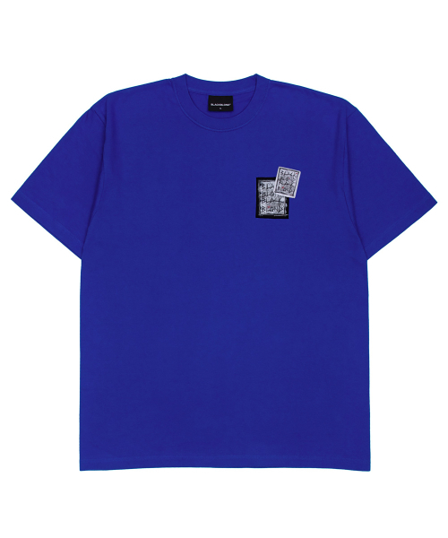 BLACK BLOND(ブラック ブロンド)の「ビビディディスオーダーパッチTシャツ(ブルー)(Tシャツ/カットソー・レディース・その他・X-LARGE/XX-LARGE/XXX-LARGE/LARGE/MEDIUM)」の1枚目の写真