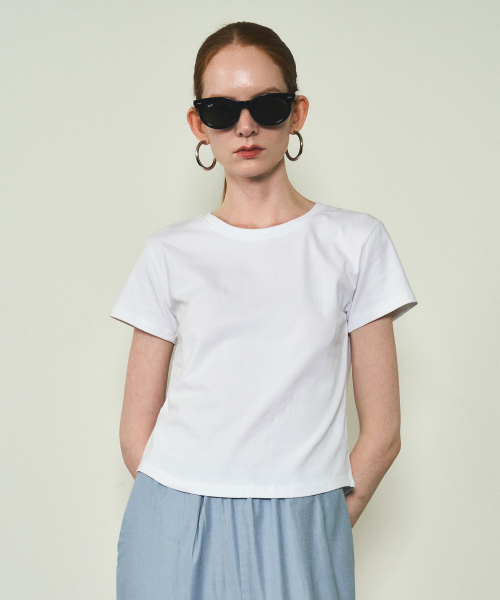 CITTA（シータ）の「[エッセンシャル] ベーシック半袖Tシャツ_CTT325(ホワイト)（Tシャツ/カットソー・レディース・ホワイト・FREE）」の2枚目の写真