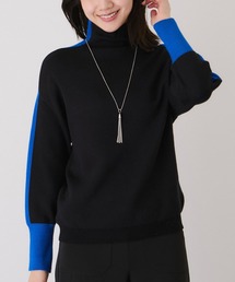 配色ハイネックニットプルオーバー