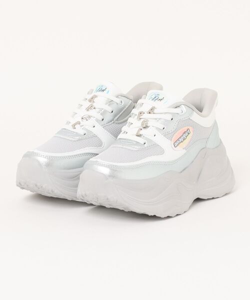 ANAP GiRL(アナップガール)の「【ANAP GIRL】スパットシューズ 厚底カジュアル(スニーカー・キッズ・ピンク/シルバー/ホワイト/ブラック・24.0cm/23.0cm/22.0cm/21.0cm)」の4枚目の写真