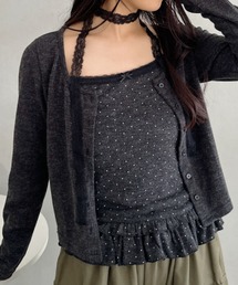 CLEA（クレア）の「ドットキャミアンサンブルカーディガン（アンサンブル）」