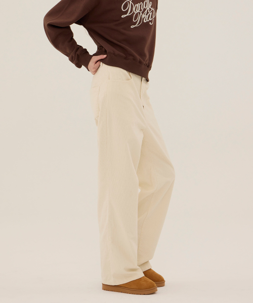 DANGLEDROP（ダングルドロップ）の「DGDP コーデュロイスタンダードワイドパンツ_アイボリー（その他パンツ・レディース・その他・SMALL/MEDIUM）」の3枚目の写真
