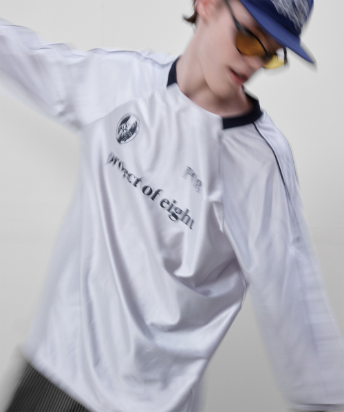 PO8(ピーオーエイト)の「PO8 LEAGUE LONG SLEEVE T-SHIRTS - GREY(Tシャツ/カットソー・レディース・グレー・MEDIUM/LARGE)」の5枚目の写真