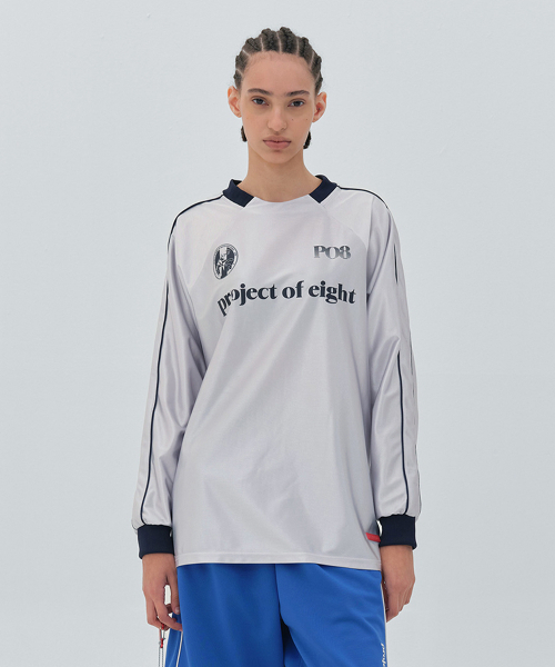 PO8(ピーオーエイト)の「PO8 LEAGUE LONG SLEEVE T-SHIRTS - GREY(Tシャツ/カットソー・レディース・グレー・MEDIUM/LARGE)」の6枚目の写真