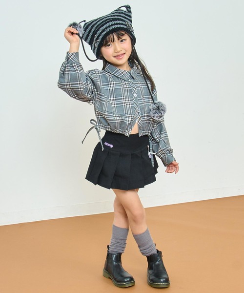 ANAP kids(アナップキッズ)の「サイドシャーリングチェックシャツ(シャツ/ブラウス・キッズ・グレー/ベージュ・130/120/110)」の10枚目の写真