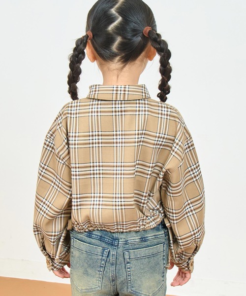 ANAP kids(アナップキッズ)の「サイドシャーリングチェックシャツ(シャツ/ブラウス・キッズ・グレー/ベージュ・130/120/110)」の8枚目の写真