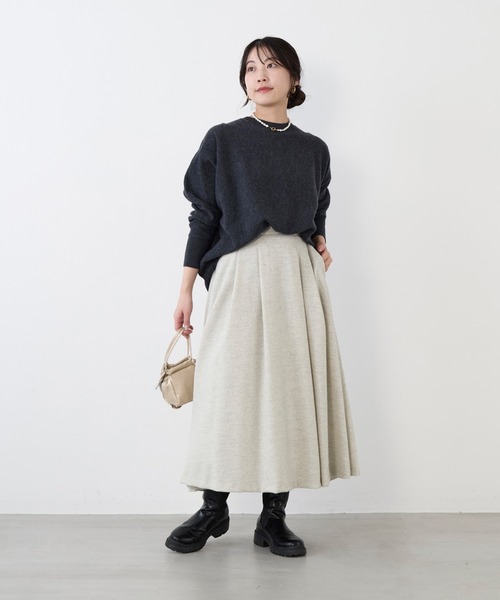 MICA&DEAL(マイカ&ディール)の「ウールタックフレアスカート(スカート・レディース・ライトグレー/ブラック×ホワイト/ブラック・FREE)」の15枚目の写真